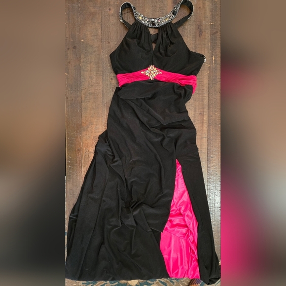 Alyce Design Formal Dress Embellished Neckline Prom Ball Gown Polyester Slit - Picture 2 of 6